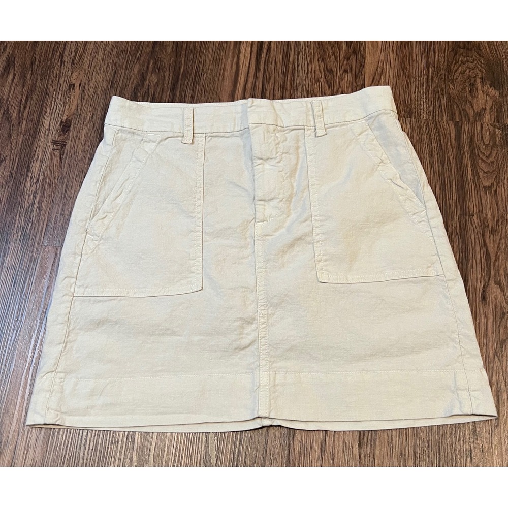 Frank & Eileen Jameson Skirt Beige Cotton Linen Blend Utility Mini Skirt Size 4